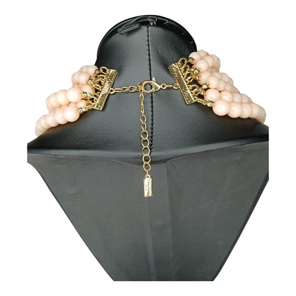 BaubleBar Multi-Strand Statement Necklace - Blush Pink Beads, Gold-Tone Hardware - Picture 7 of 8